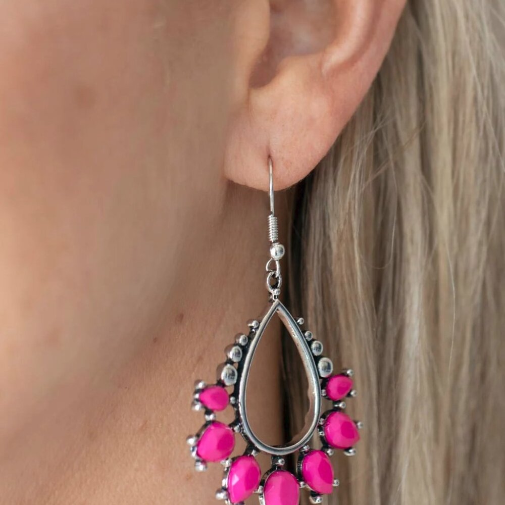 Paparazzi Jewelry Accessories - Flamboyant Ferocity - Pink Earrings - Vintage